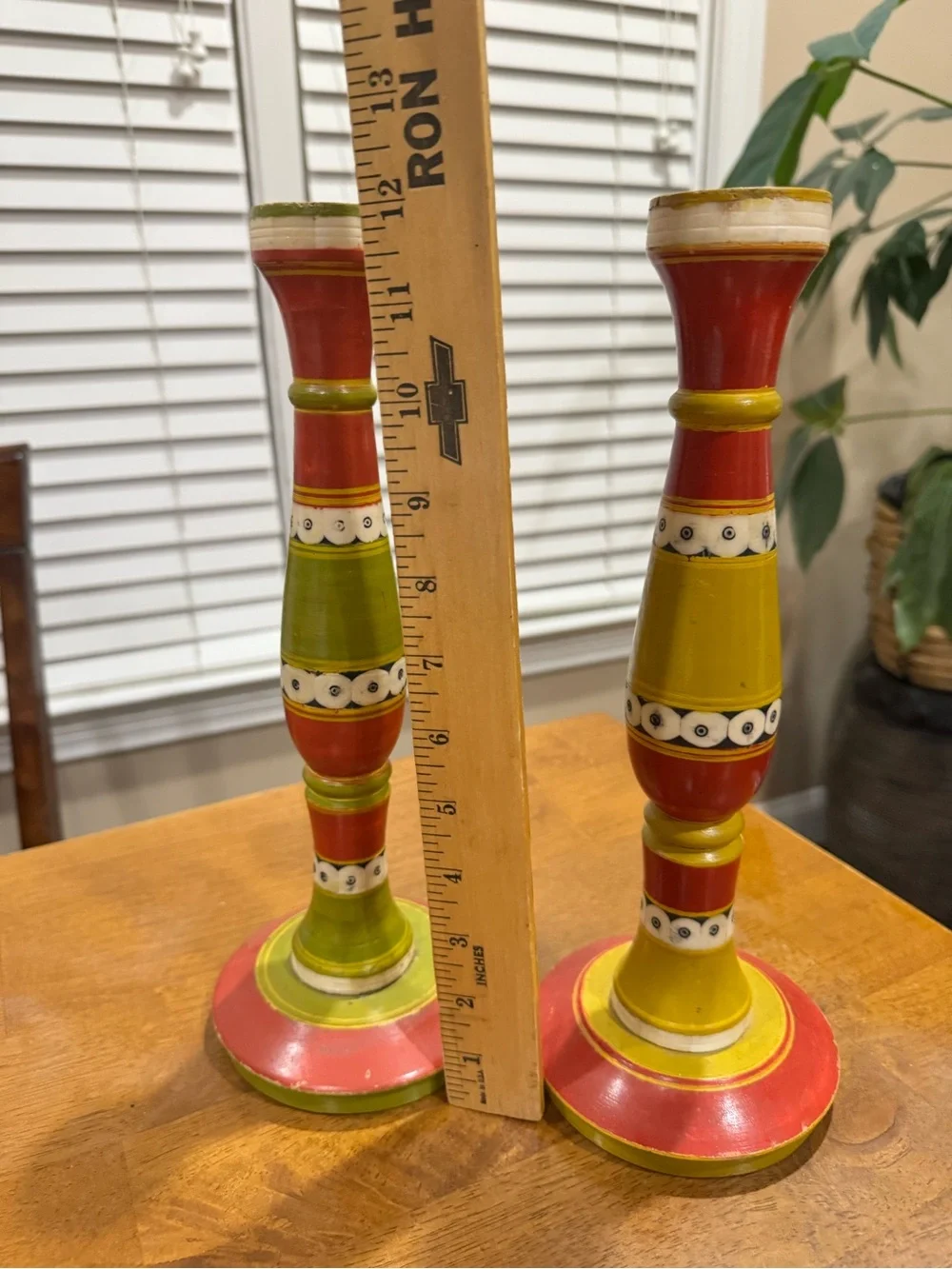 Handmade in India Painted Wood Candlesticks by Tozai Home